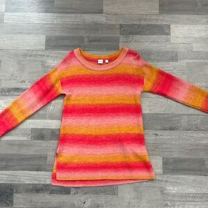 GAP Kids Gradient Striped Sweater - Red, Pink, Orange